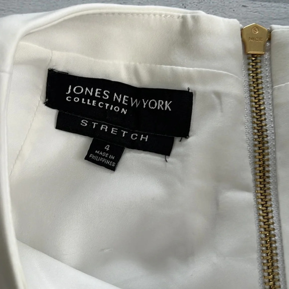 Jones New York White Stretch Crocodile Print Dress 4 - Picture 6 of 8